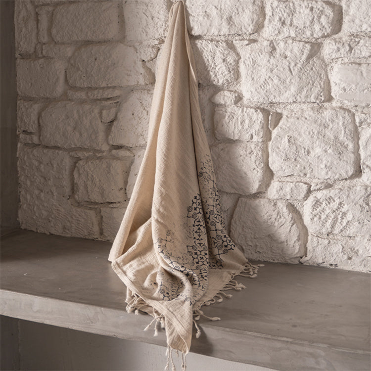 Tripolis Washed Block Printed Linen Turkish Towel