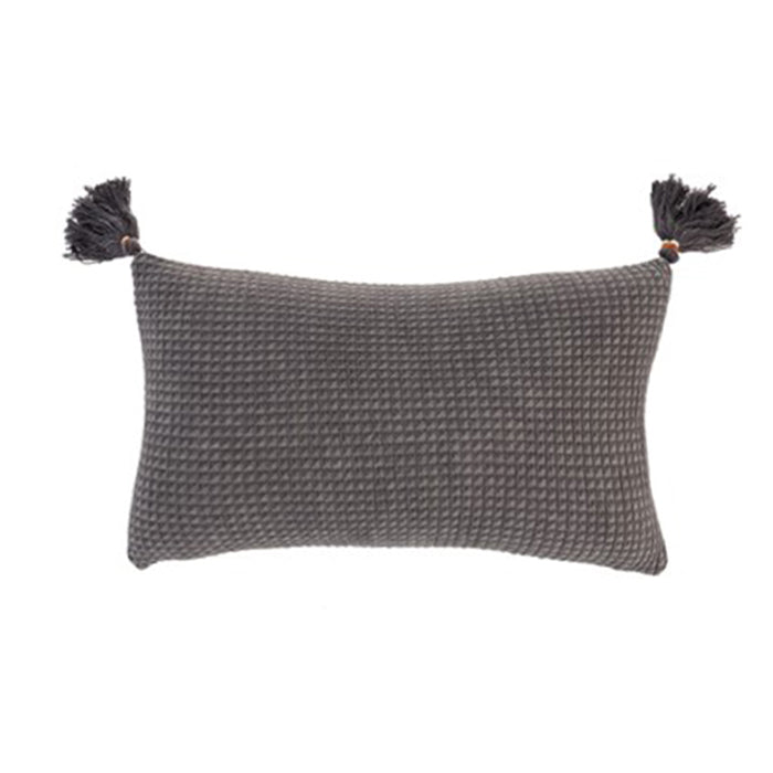 King Textured Decorative Throw Pillow with Pompom Detail