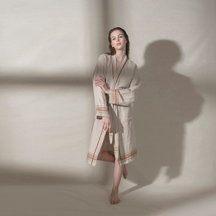 Marl Linen Bathrobe